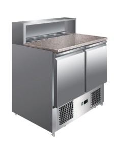 Pizza Prep Table 2 doors Stainless steel Pizza with Granite top 5 x GN1/6 Salad Slots | DA-THPS900 2