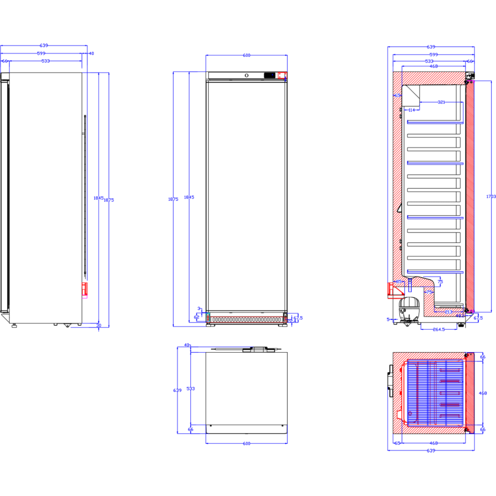 400lt Commercial Refrigerator Upright cabinet Single door Black | Stalwart DA-DWR400BC