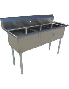 Commercial Pot Wash Sink Stainless steel 3 bowl Splashback 1970x600x1110mm Round legs | Stalwart DA-C3T24241400