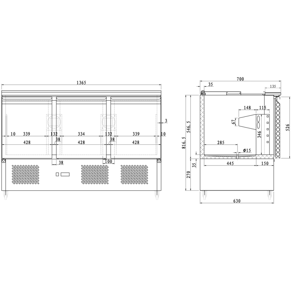 Saladette Open top 3 doors | DA-SDT3