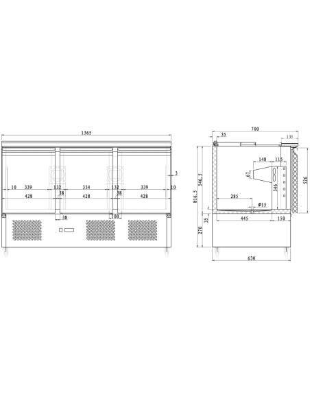 Saladette Open top 3 doors | DA-SDT3