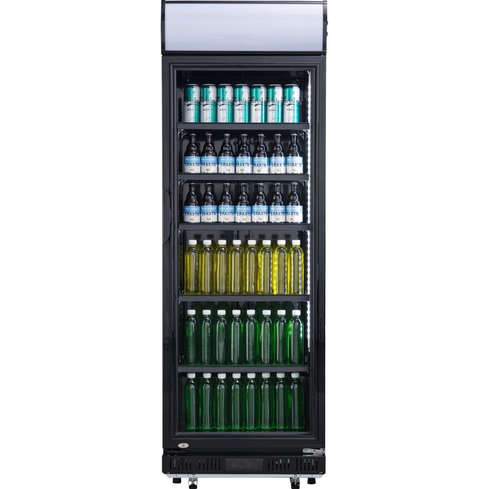 Commercial Drink cooler Upright 402 litres Dynamic cooling Hinged glass door Black Canopy light | Stalwart DA-LG402DFBLACK
