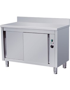 Stalwart Hot Cupboard Stainless steel Kitchen Pass with Sliding doors 1800mm x 600mm with Upstand | VTC186WB