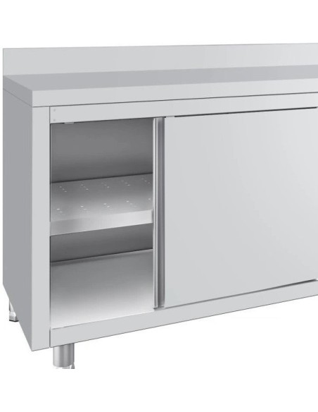 Stalwart Hot Cupboard Stainless steel Kitchen Pass with Sliding doors 1800mm x 600mm with Upstand | VTC186WB