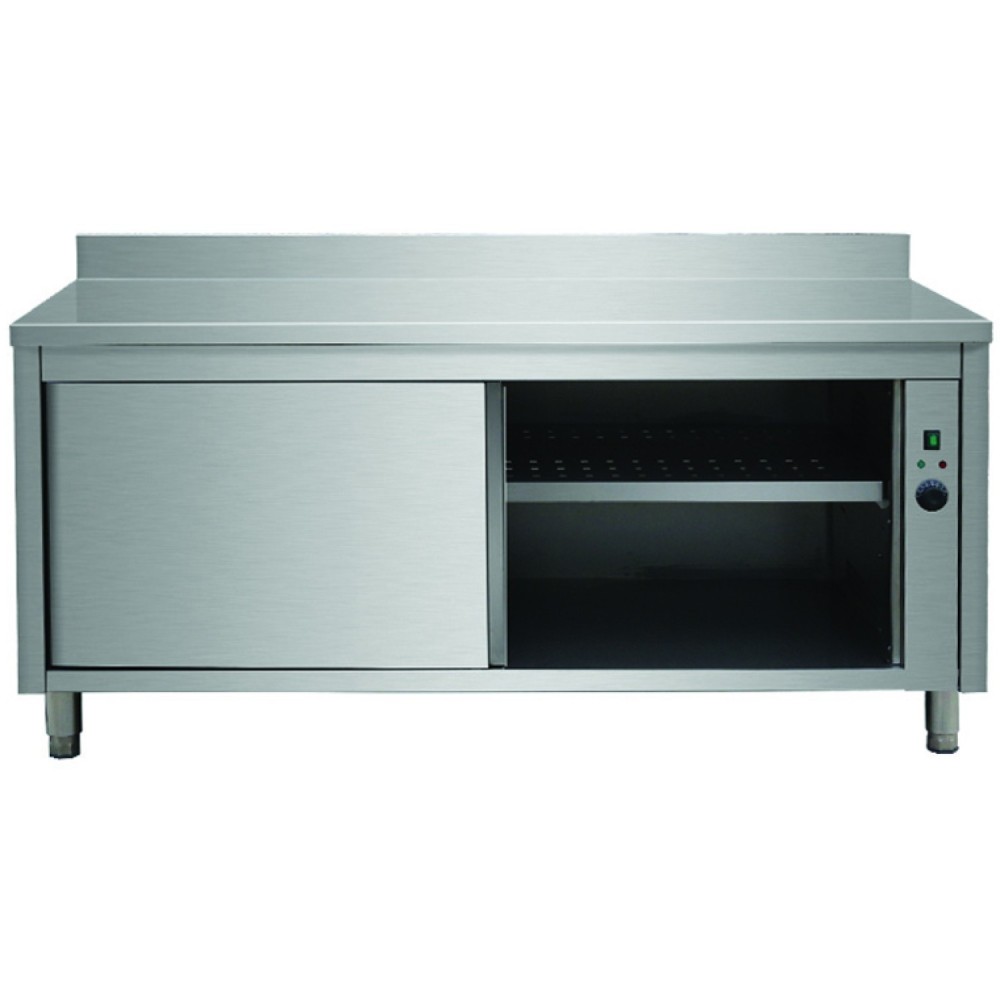 Stalwart Hot Cupboard Stainless steel Kitchen Pass with Sliding doors 1800mm x 600mm with Upstand | VTC186WB