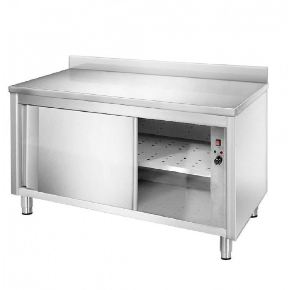 Stalwart Hot Cupboard Stainless steel Kitchen Pass with Sliding doors 1800mm x 600mm with Upstand | VTC186WB