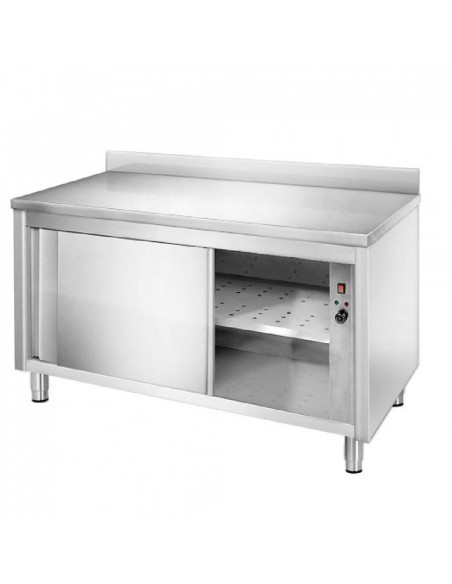 Stalwart Hot Cupboard Stainless steel Kitchen Pass with Sliding doors 1800mm x 600mm with Upstand | VTC186WB