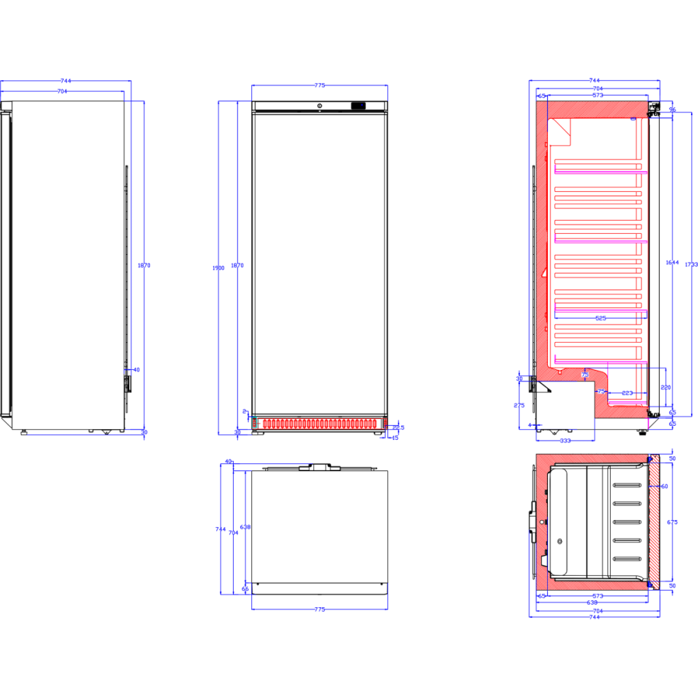 600lt Commercial Refrigerator Upright cabinet Single door White | Stalwart DA-DWR600W