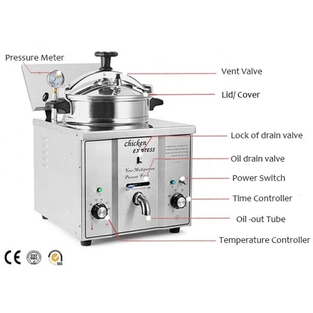 Commercial Pressure Fryer 15 litres 3kW Countertop | DA-MDXZ16