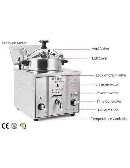 Commercial Pressure Fryer 15 litres 3kW Countertop | DA-MDXZ16