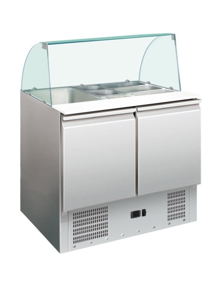 Saladette Glass top 900x700x1350mm 2 doors | DA-S900CG