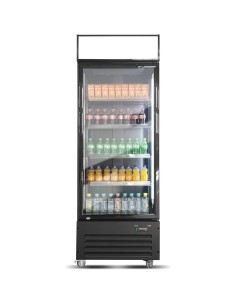 Commercial Bottle Cooler Upright 600 litres Single Glass Door with LED Canopy in Black | Stalwart DA-KXG600H 2