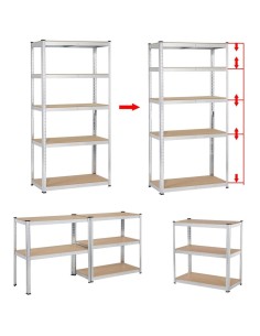 Garage Shelving Unit Medium duty 700x300x1500mm 5 shelves 175 kg/shelf Galvanized steel | DA-G7030 2