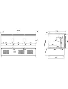 Refrigerated Prep Counter Marble top 3 doors | DA-MTS93 2