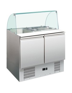 Saladette Glass top 900x700x1350mm 2 doors | Stalwart DA-THS900CG
