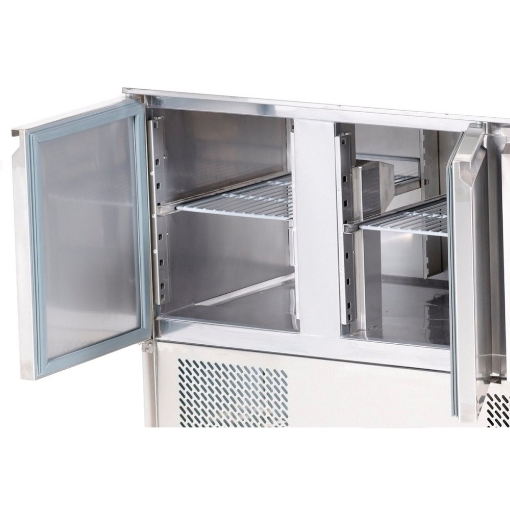Saladette Glass top 900x700x1350mm 2 doors | Stalwart DA-THS900CG