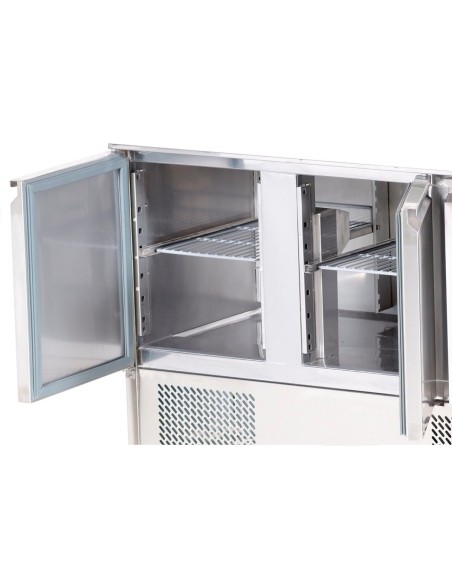 Saladette Glass top 900x700x1350mm 2 doors | Stalwart DA-THS900CG