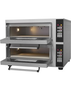 Commercial Pizza oven Electric 2 chambers 500x500mm 450°C Digital controls 8.4kW 380V | Stalwart DA-PS552E 2