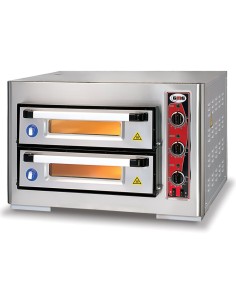 Electric Pizza Oven 2 chambers 500x500mm Capacity  4+4 pizzas at 10&quot 3 thermostats 230V/1 phase | DA-PF5050DE3