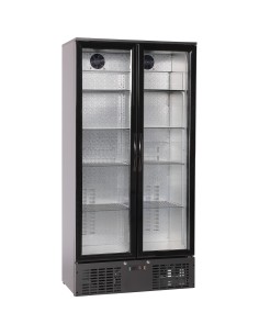Commercial Bar bottle cooler Upright Twin door 470 litres Black | Stalwart DA-LG510H