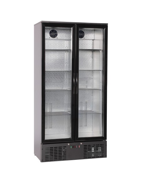 Commercial Bar bottle cooler Upright Twin door 470 litres Black | Stalwart DA-LG510H
