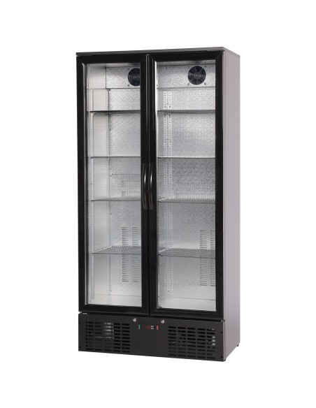Commercial Bar bottle cooler Upright Twin door 470 litres Black | Stalwart DA-LG510H