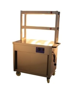 Mobile Flat Top Hot Cupboard with 2 tier Heated Gantry 900mm | Stalwart DA-HYH09HD 2