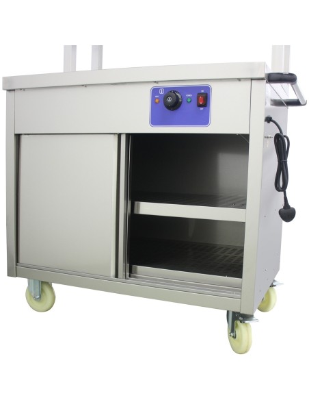 Mobile Flat Top Hot Cupboard with 2 tier Heated Gantry 900mm | Stalwart DA-HYH09HD