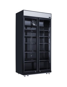 Commercial Bottle cooler Upright 773 litres Fan cooling Twin hinged doors Black Canopy Light | Stalwart DA-LG805BBLACK 2
