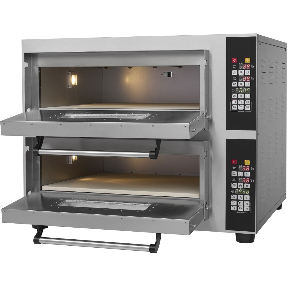 Commercial Pizza oven Electric 2 chambers 610x610mm 450°C Digital controls 8.4kW 380V | Stalwart DA-PS662E