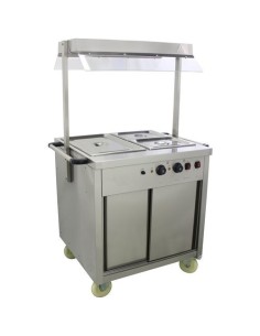 Mobile Bain Marie top Hot Cupboard with Heated Sneeze Guard | Stalwart DA-YH2W