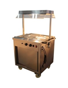 Mobile Bain Marie top Hot Cupboard with Heated Sneeze Guard | Stalwart DA-YH2W 2