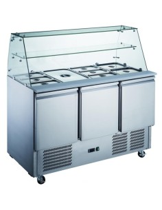 Commercial Saladette Fridge Glass top 3 doors | DA-S93SQ