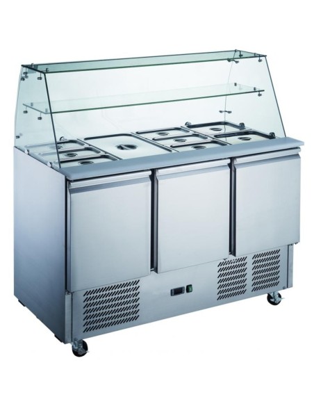 Commercial Saladette Fridge Glass top 3 doors | DA-S93SQ