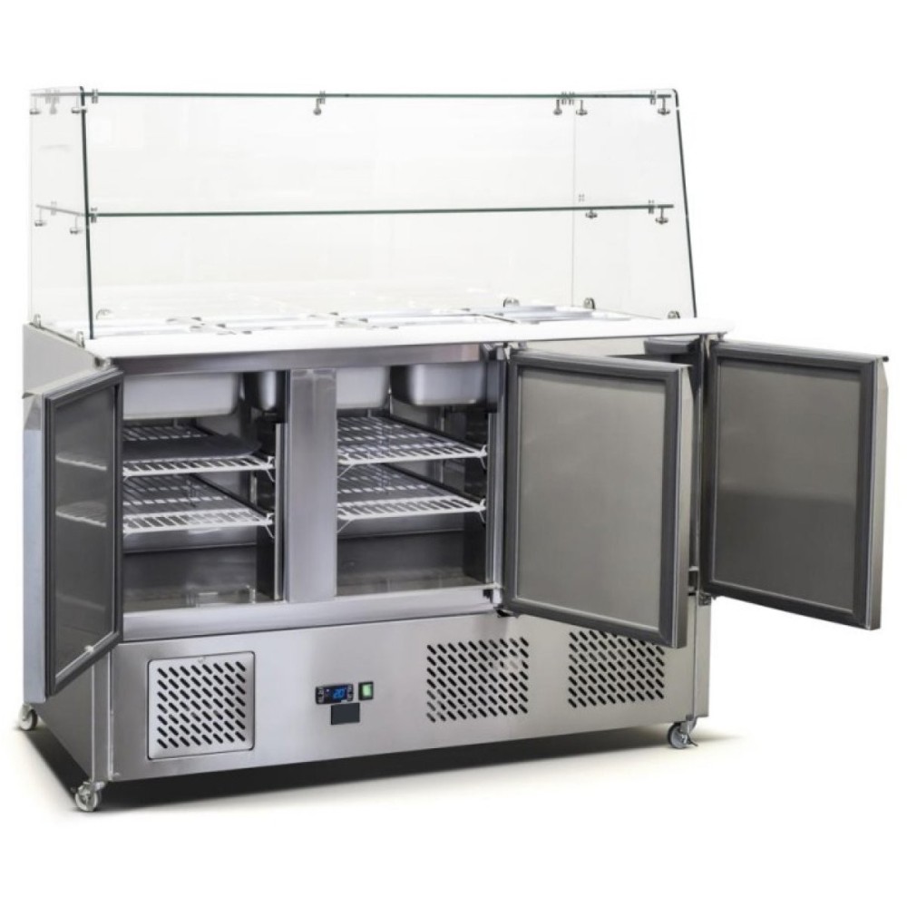 Commercial Saladette Fridge Glass top 3 doors | DA-S93SQ