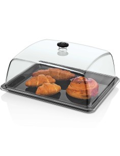 Polycarbonate Gastronorm Tray with Dome Cover GN1/2 Depth 20mm Black | Stalwart DA-GF12-GFT12B 2
