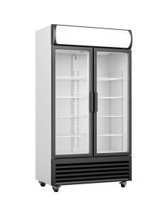 Commercial Twin Bottle cooler Upright 730 litres Fan assisted cooling Hinged glass doors Black&White | Stalwart DA-GDR444