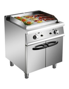 Professional Gas Griddle with Cabinet Base 9.2kW Smooth/Ribbed 700mm Depth | Stalwart DA-ADX706