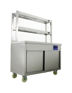 Mobile Flat Top Hot Cupboard with 2 tier Heated Gantry 1200mm | Stalwart DA-HYH12HD