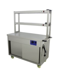 Mobile Flat Top Hot Cupboard with 2 tier Heated Gantry 1200mm | Stalwart DA-HYH12HD 2