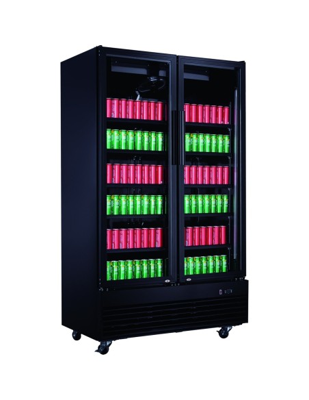 Commercial Bottle cooler Upright 930 litres Ventilated cooling Twin hinged doors Black | Stalwart DA-LG1000BFPBLACK