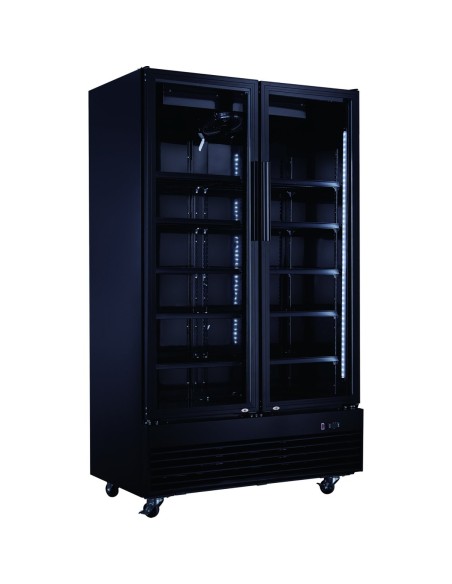 Commercial Bottle cooler Upright 930 litres Ventilated cooling Twin hinged doors Black | Stalwart DA-LG1000BFPBLACK