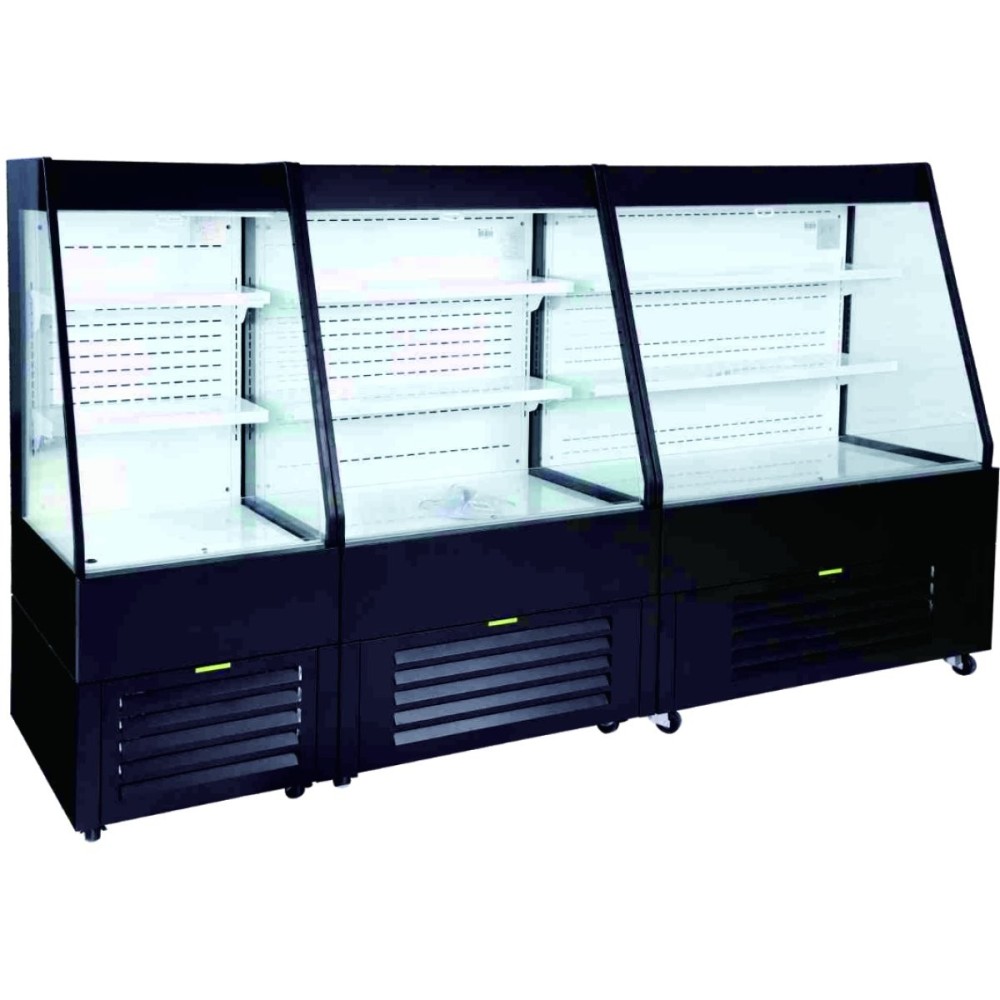 Multi Deck Refrigerator 200 litres with Night Curtain Black 600x700x1540mm | Stalwart DA-LG1000M2W