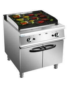 Professional Gas Lava Rock Grill with Cabinet Base 14.4kW 700mm Depth | Stalwart DA-HGL707