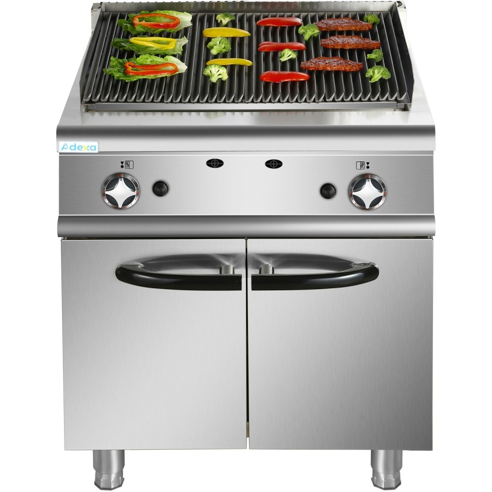 Professional Gas Lava Rock Grill with Cabinet Base 14.4kW 700mm Depth | Stalwart DA-HGL707