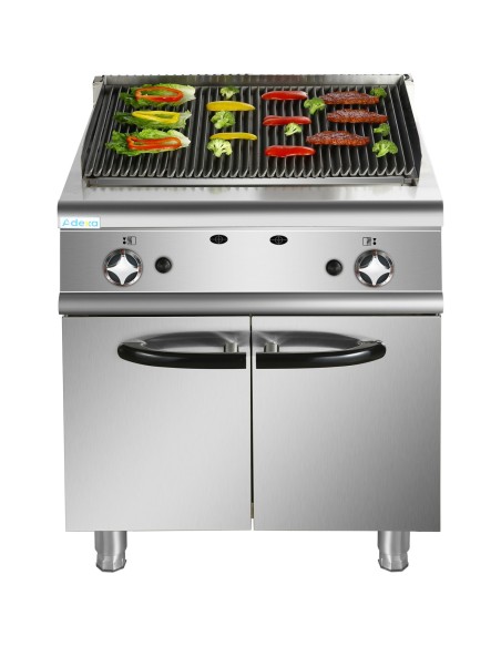 Professional Gas Lava Rock Grill with Cabinet Base 14.4kW 700mm Depth | Stalwart DA-HGL707