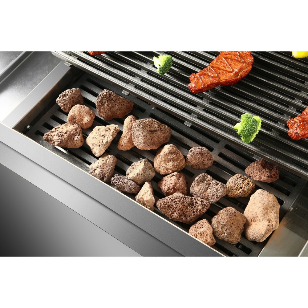 Professional Gas Lava Rock Grill with Cabinet Base 14.4kW 700mm Depth | Stalwart DA-HGL707