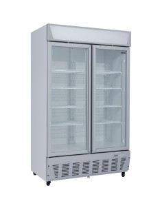 Commercial Display Refrigerator Upright 1020 litres Double Hinged glass door LED canopy Grey | Stalwart DA-SCC1127