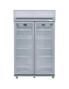 Commercial Display Refrigerator Upright 1020 litres Double Hinged glass door LED canopy Grey | Stalwart DA-SCM1127