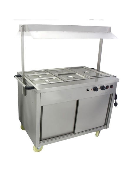 Mobile Bain Marie top Hot Cupboard with Heated Sneeze Guard | Stalwart DA-YH3W